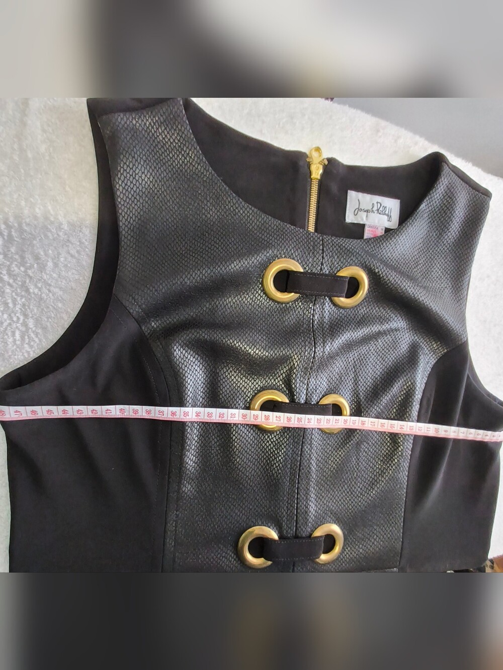 Joseph Ribkoff Black Mini Dress with Gold Ring Accents - Picture 4 of 8